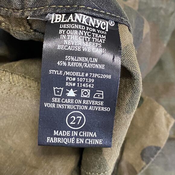 BlankNYC Womens Camo Capri Pants Size 27 Linen Blend Cropped Grunge Gorpcore - Picture 8 of 9